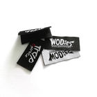 Fold Custom Woven Apparel Labels Hem Tag Satin For Neck With Ultrasonic Cut Finishing